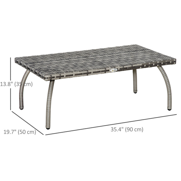 Outdoor coffee table made of weather-resistant resin wicker