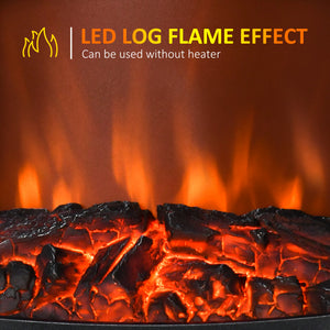 Freestanding fireplace stove with realistic flame effect and adjustable temperature 750W/1500W, black