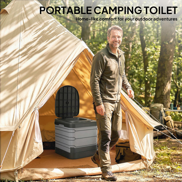 Portable toilet with 12 coagulant sachets