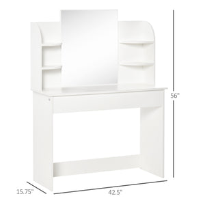 Dressing table with open shelves and drawer, white