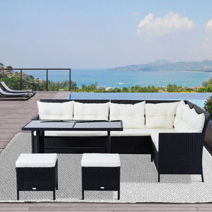 6-piece outdoor rattan sofa set, white
