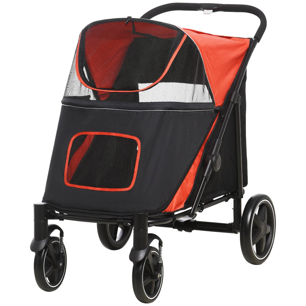 Foldable Pet Stroller for Large and Medium Dogs, Red