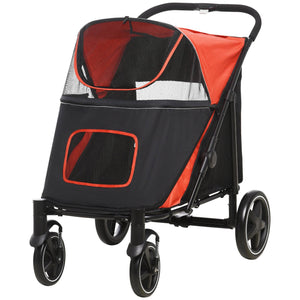Foldable Pet Stroller for Large and Medium Dogs, Red