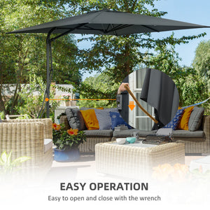 8-foot cantilever parasol with cross base, dark grey