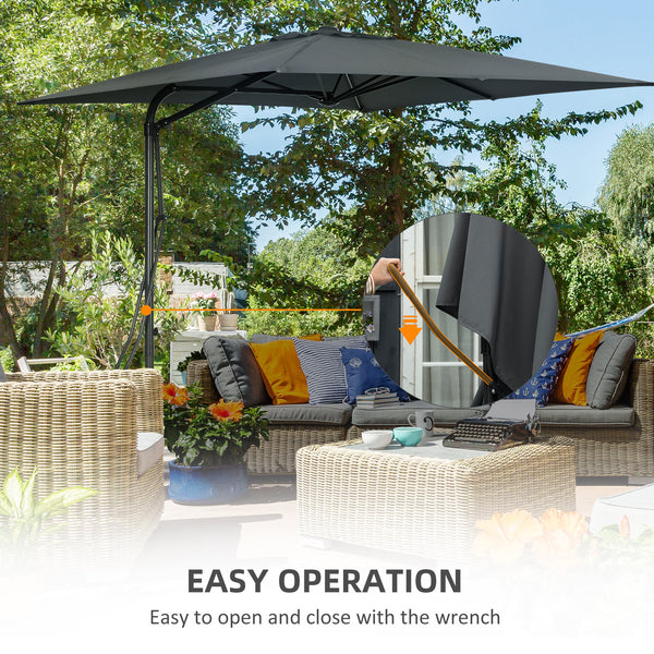 8-foot cantilever parasol with cross base, dark grey