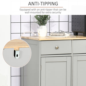 Modern buffet with cupboards, drawers and adjustable shelves for living room, grey