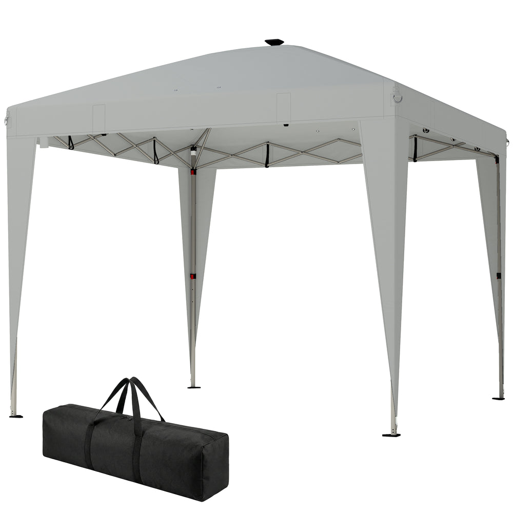 10 x 10 Pop-Up Canopy with Center Light, UPF 50+ Protection, Remote Control, Light Gray