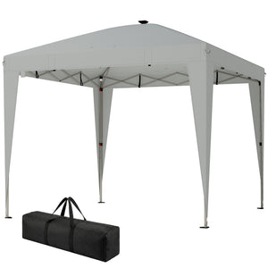 10 x 10 Pop-Up Canopy with Center Light, UPF 50+ Protection, Remote Control, Light Gray