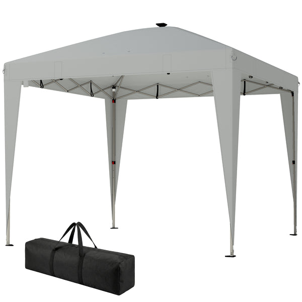 10 x 10 Pop-Up Canopy with Center Light, UPF 50+ Protection, Remote Control, Light Gray