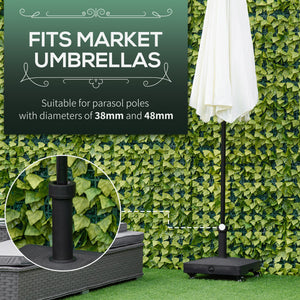 Portable Square Umbrella Base with Weights with Casters, Water or Sand Filled, for 0.75'' and 1.5'' Poles, Black