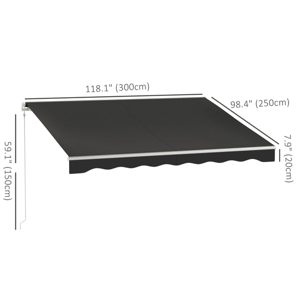 9.8 x 8.2 ft retractable electric awning, black