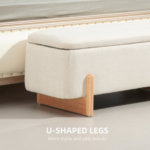 Ottoman bench with storage and cushioned seat – Cream white