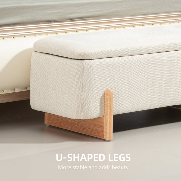 Ottoman bench with storage and cushioned seat – Cream white