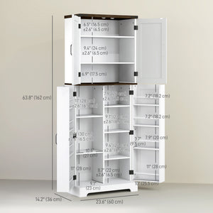 162cm High Storage Cabinet with Spice Racks, White