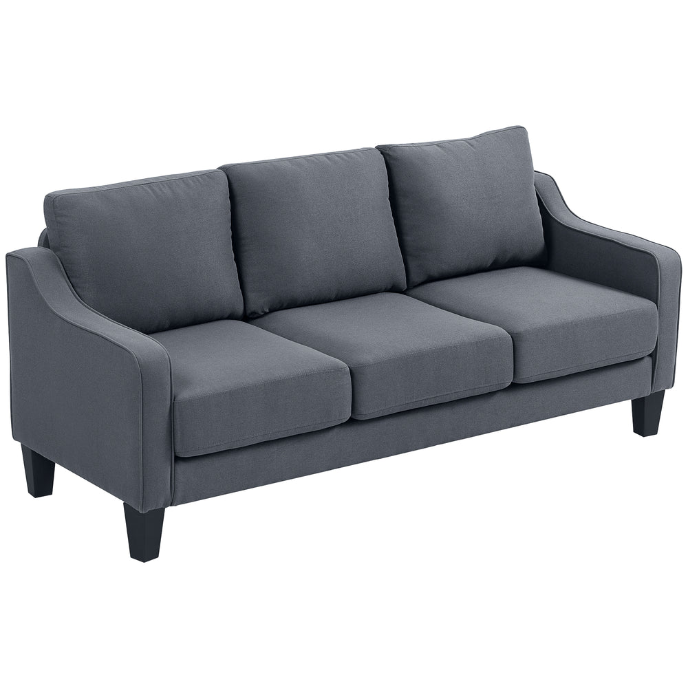 Modern pocket spring sofa, linen upholstery, thick padding, anthracite grey