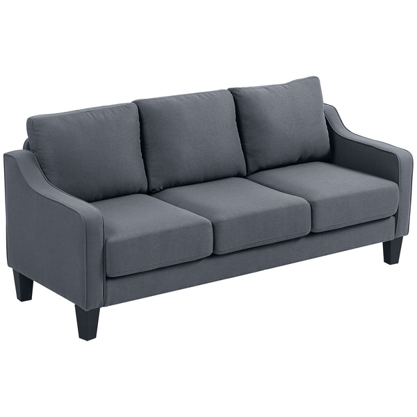 Modern pocket spring sofa, linen upholstery, thick padding, anthracite grey