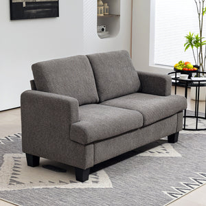 2-seater sofa with removable cushions, solid wood frame, dark gray