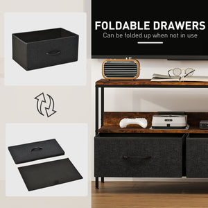 TV Stand with Charging Station and Open Shelf for 47-inch TVs, Rustic Brown