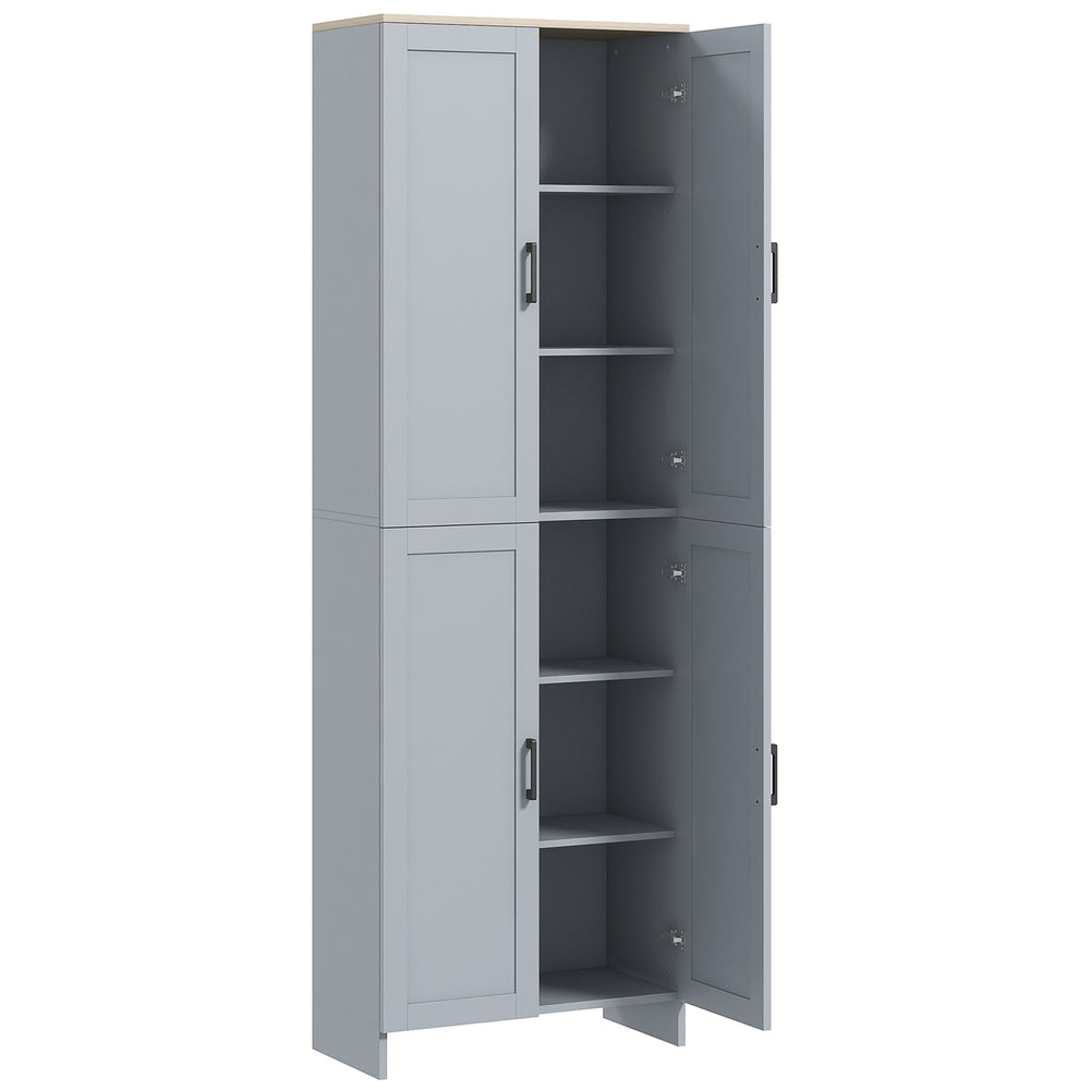 4-door kitchen cabinet with adjustable shelves, gray