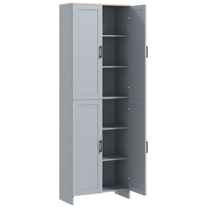 4-door kitchen cabinet with adjustable shelves, gray