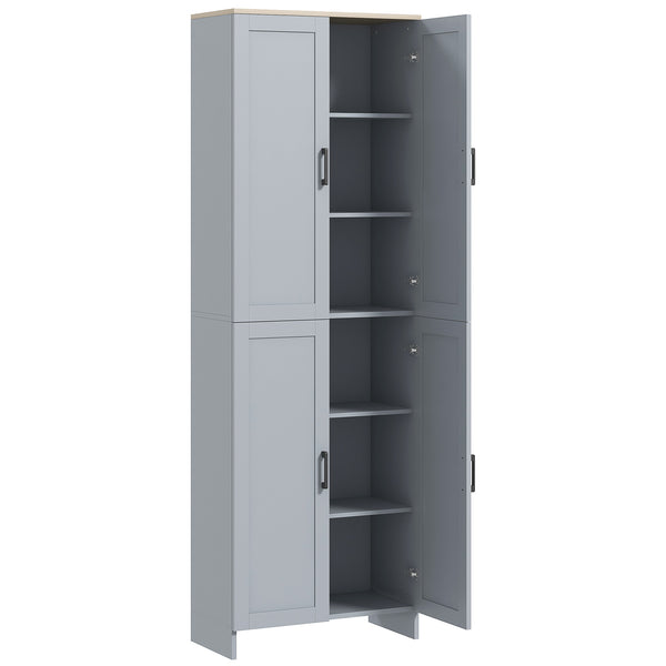4-door kitchen cabinet with adjustable shelves, gray