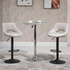 Set of 2 linen-covered bar stools, cream white