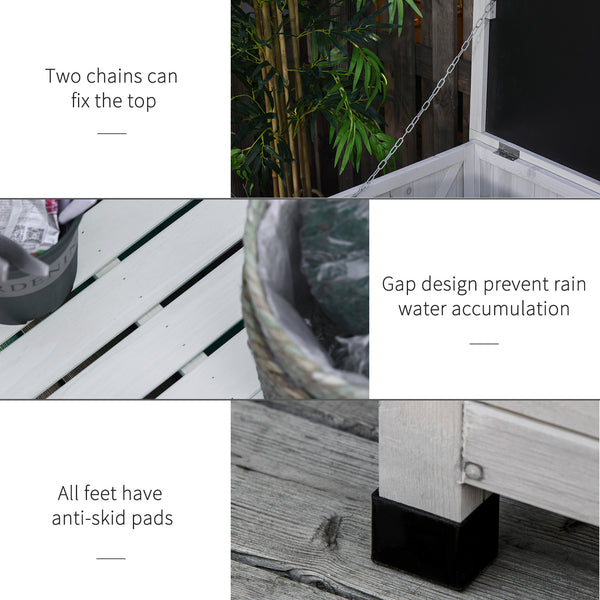 Weatherproof Wooden Deck Storage Box, White