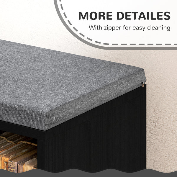 Bookcase with 5 compartments and padded reading corner, aged black