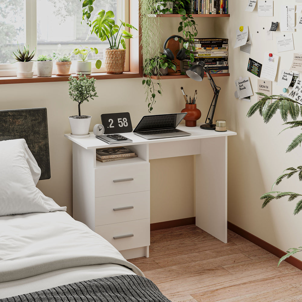 Computer desk with storage, white