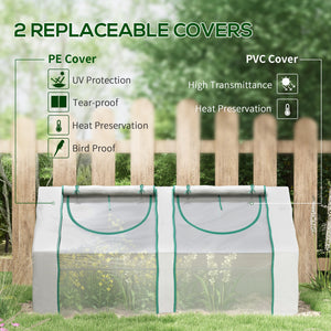Portable mini greenhouse with 2 PE/plastic tarpaulins