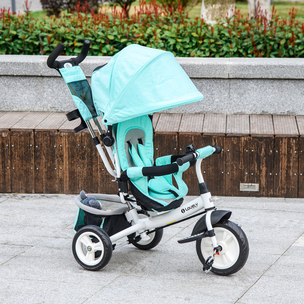 6 in 1 tricycle with parent handle, green
