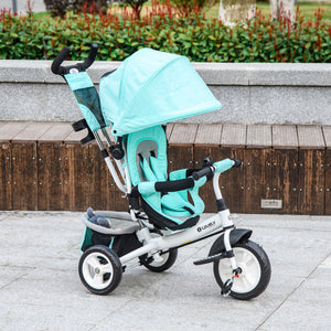 6 in 1 tricycle with parent handle, green