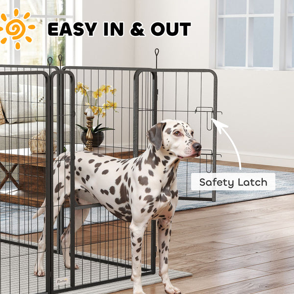 Dog Playpen, Indoor/Outdoor, Portable and Foldable, 8 Panels, with Door and Strap, for Large Dogs