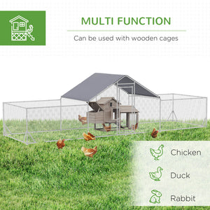 Metal chicken coop with waterproof and anti-UV cover