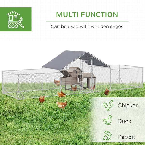 Metal chicken coop with waterproof and anti-UV cover