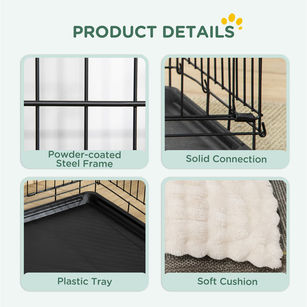 30-inch dog crate with 2 doors and soft cushion, black