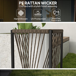 Solar rattan floor lamp, automatic LED lighting (on/off), brown color.