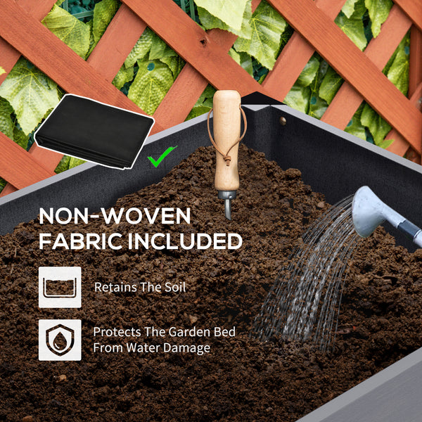 Raised Bed with Legs, Metal and Wood Frame for Garden and Patio, Grey