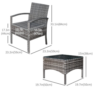 3-piece garden furniture set in woven resin, blue
