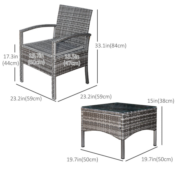 3-piece garden furniture set in woven resin, blue