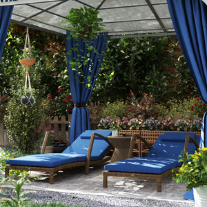 Set of 2 Outdoor Wicker Lounge Chairs with 5-Level Adjustable Backrest, Casters, Cushion and Armrests, Blue