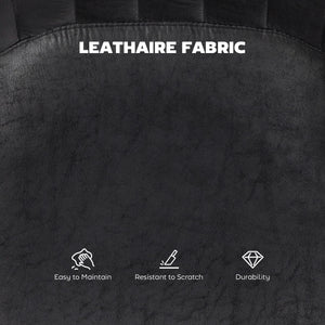 Set of 2 bar stools, adjustable height, swivel seat, faux leather upholstery, black.