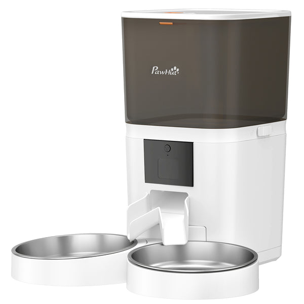 Automatic kibble dispenser with control app and 10-second voice recorder