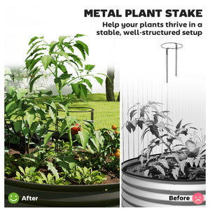 Galvanized raised outdoor planter with metal support, black
