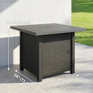 40,000 BTU Propane Fire Pit Table with Lava Rocks and Lid, Black