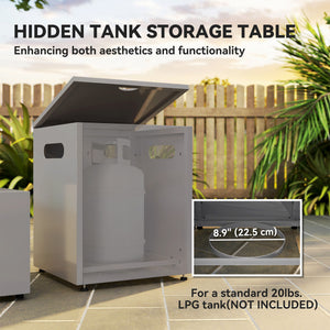 42" 50,000 BTU Propane Gas Fire Pit Table with Pop-Up Propane Tank Holder and Waterproof Cover