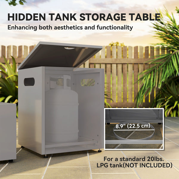 42" 50,000 BTU Propane Gas Fire Pit Table with Pop-Up Propane Tank Holder and Waterproof Cover