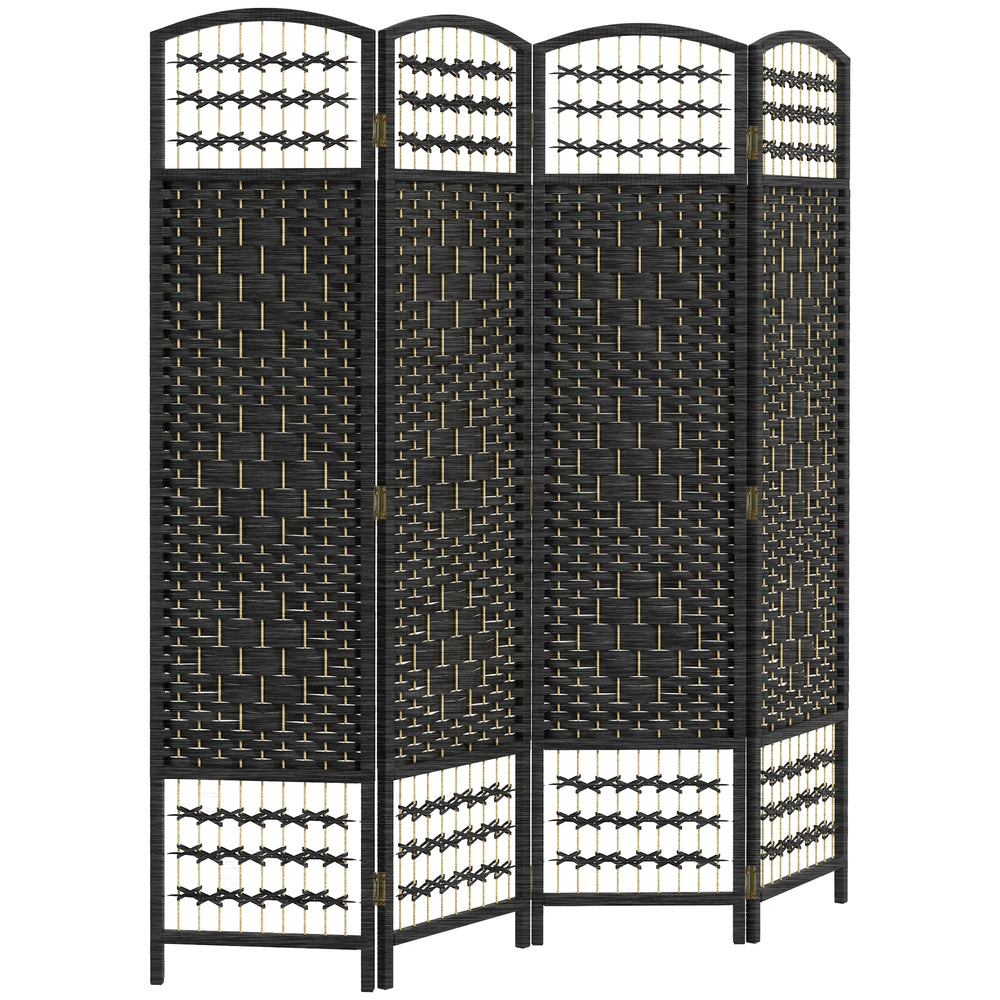 Portable 4-Panel Corrugated Fiber Room Divider, Black