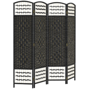 Portable 4-Panel Corrugated Fiber Room Divider, Black
