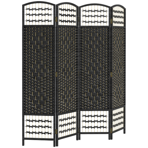 Portable 4-Panel Corrugated Fiber Room Divider, Black